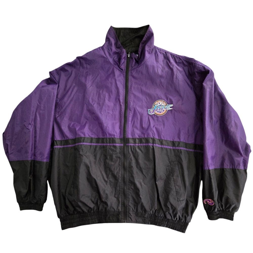 Vintage 1990 90's Utah Jazz Men's 2XL Windbreaker Jacket NBA Lightweight